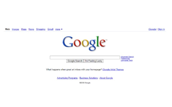Google search homepage from 2008